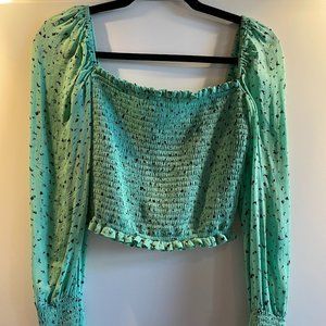 Artizia Sunday Best Long Sleeve Turquoise Top